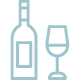Graphisme d'une bouteille et d'un verre de vin de Bordeaux pour la Table de Trois restaurant.